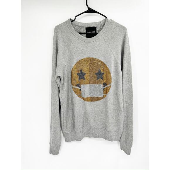 Le Superbe Keep Smiling Face Mask Sweatshirt in Gray - Picture 2 of 5